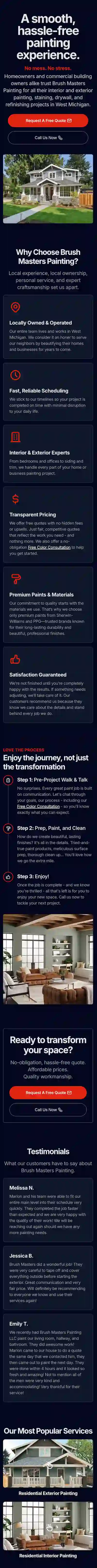 mockup of a website on a phone screen