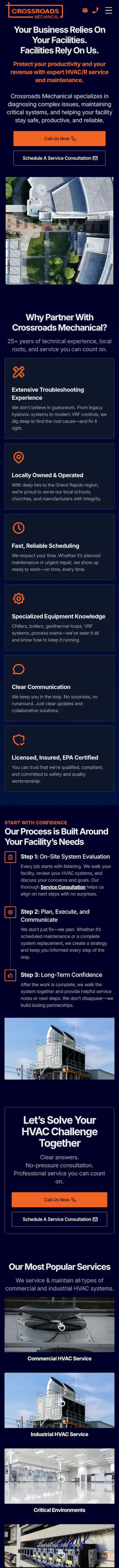 mockup of a website on a phone screen