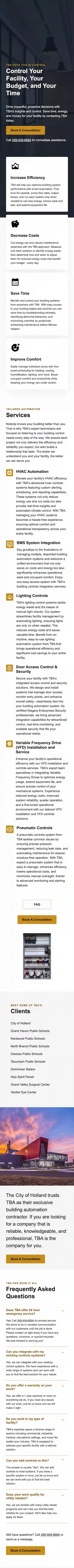 mockup of a website on a phone screen